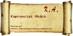 Kapronczai Akács névjegykártya