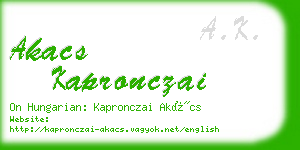 akacs kapronczai business card